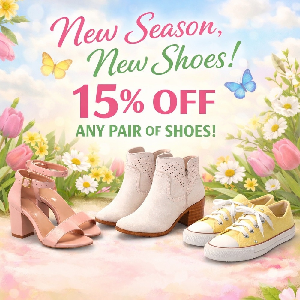 Shoe Sale - 15% Off Any Pair